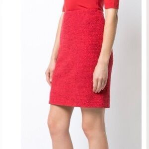 AKRIS PUNTO Woven Red Knit Skirt